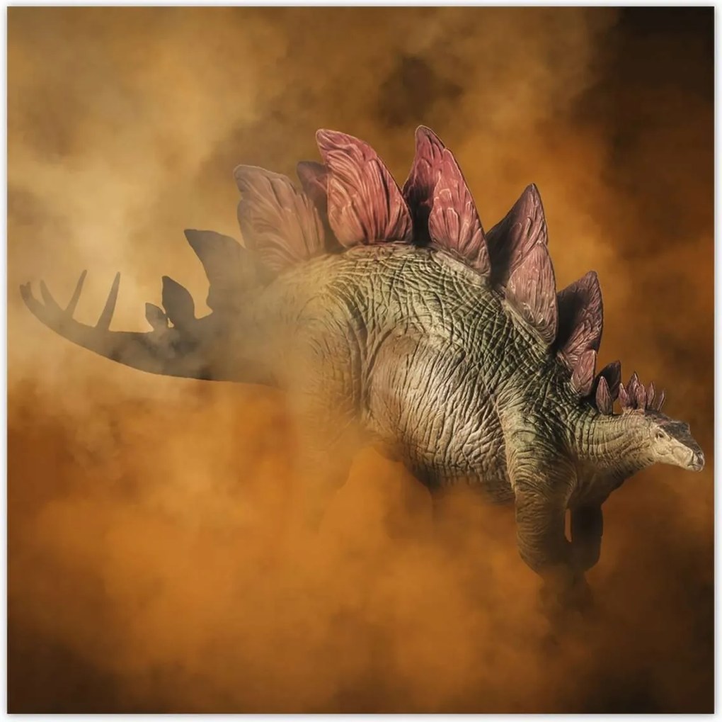 Poszterek 100x100 Stegosaurus a füst hátterében