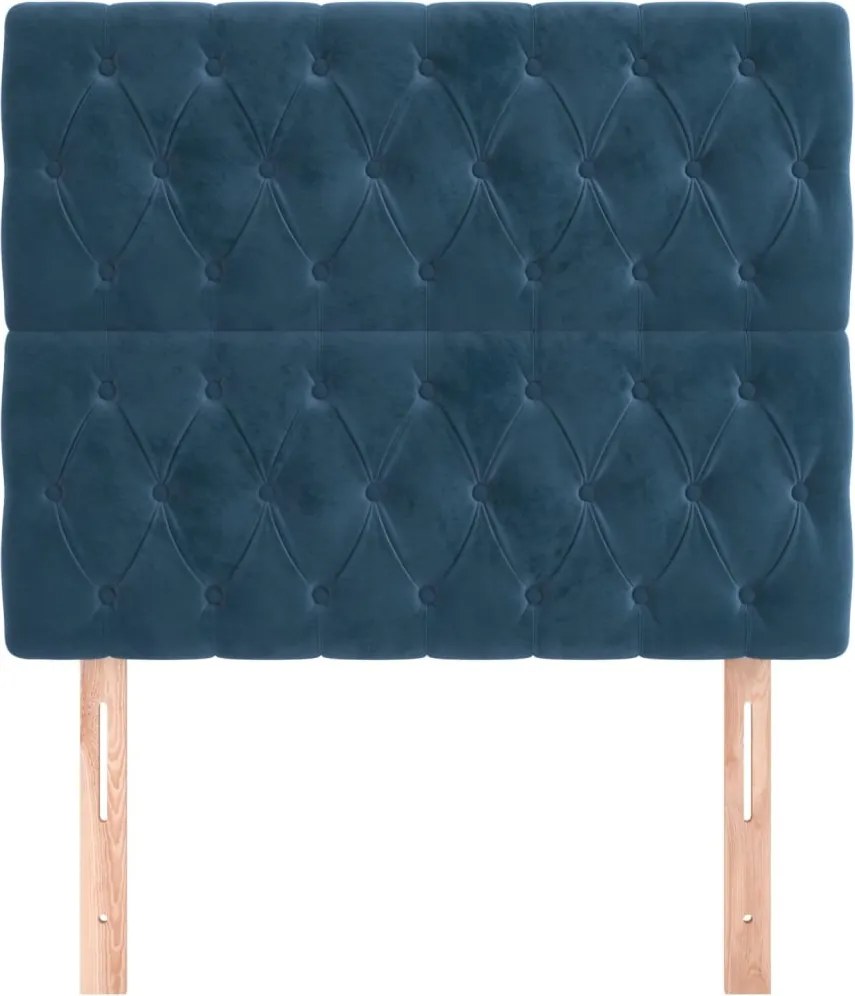 sötétkék bársony fejtámla 90x7x118/128 cm