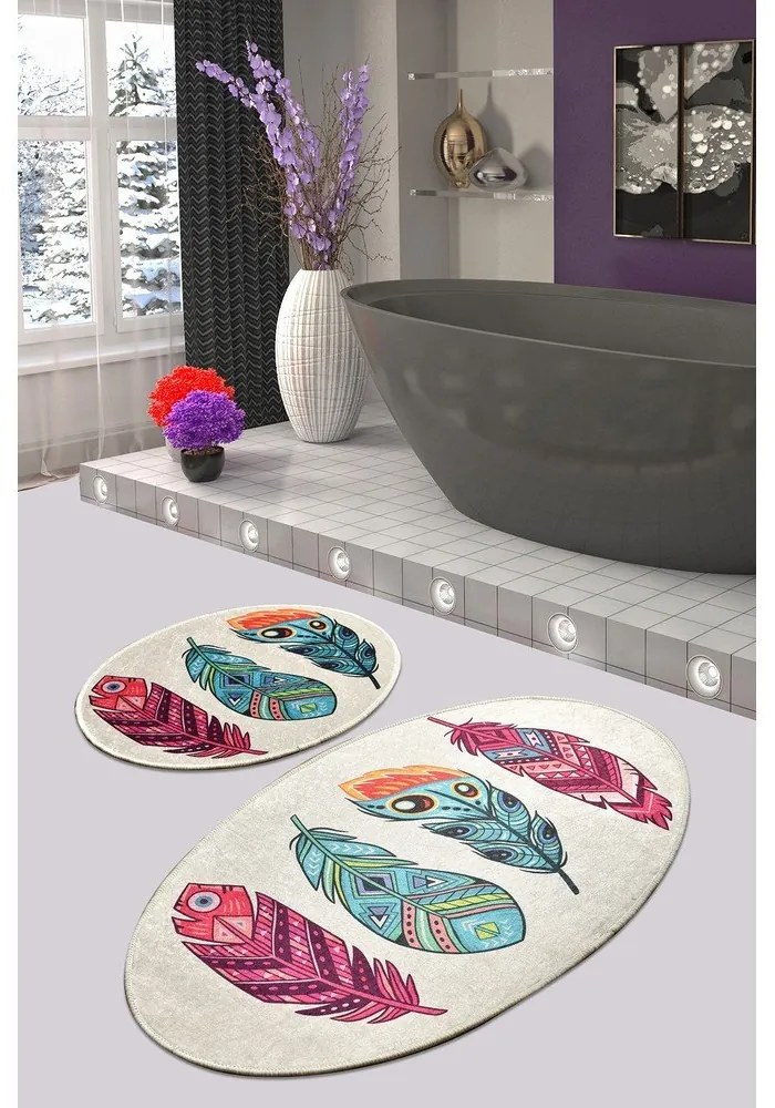 Fürdőszobai kilépő szett 2 db-os 60x100 cm Feather – Foutastic