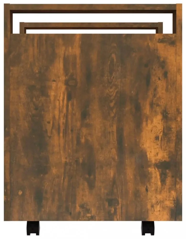 füstös tölgy színű szerelt fa asztal-kocsi 60 x 45 x 60 cm