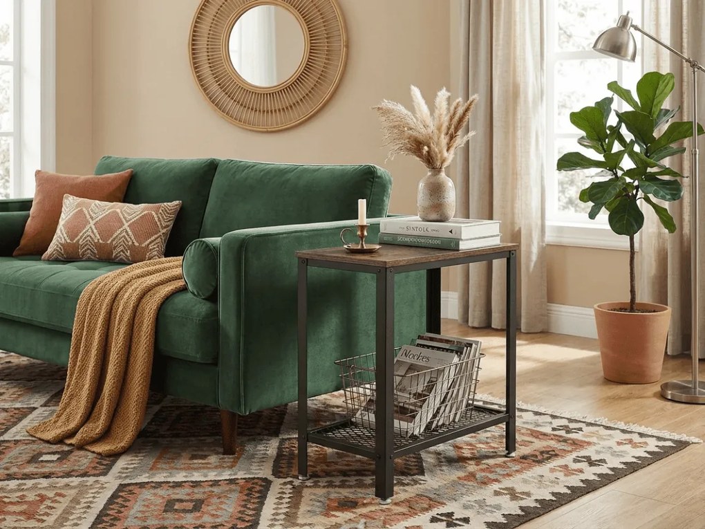 Tárolóasztal polccal TAYLOR 60x30 cm, rusztikus barna