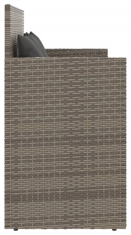 szürke polyrattan akácfa kerti pad párnával