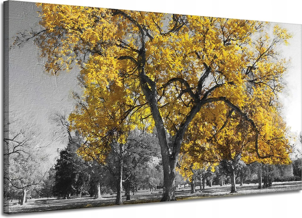 Vászonkép Fekete fák Sárga levelek 120x70 cm Ideális ajándék
