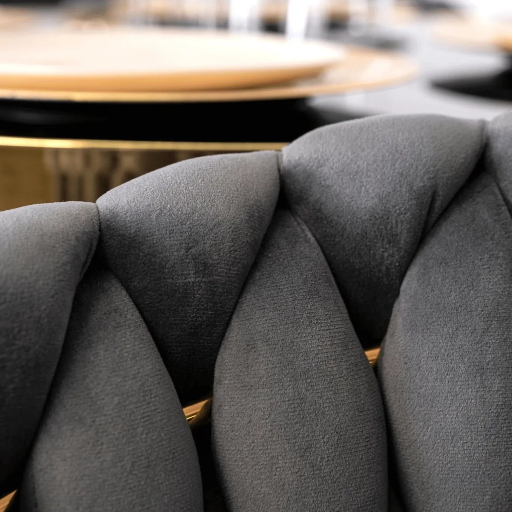 Elegáns Szürke Bársony Étkezőszék Arany Lábbal. CAPI