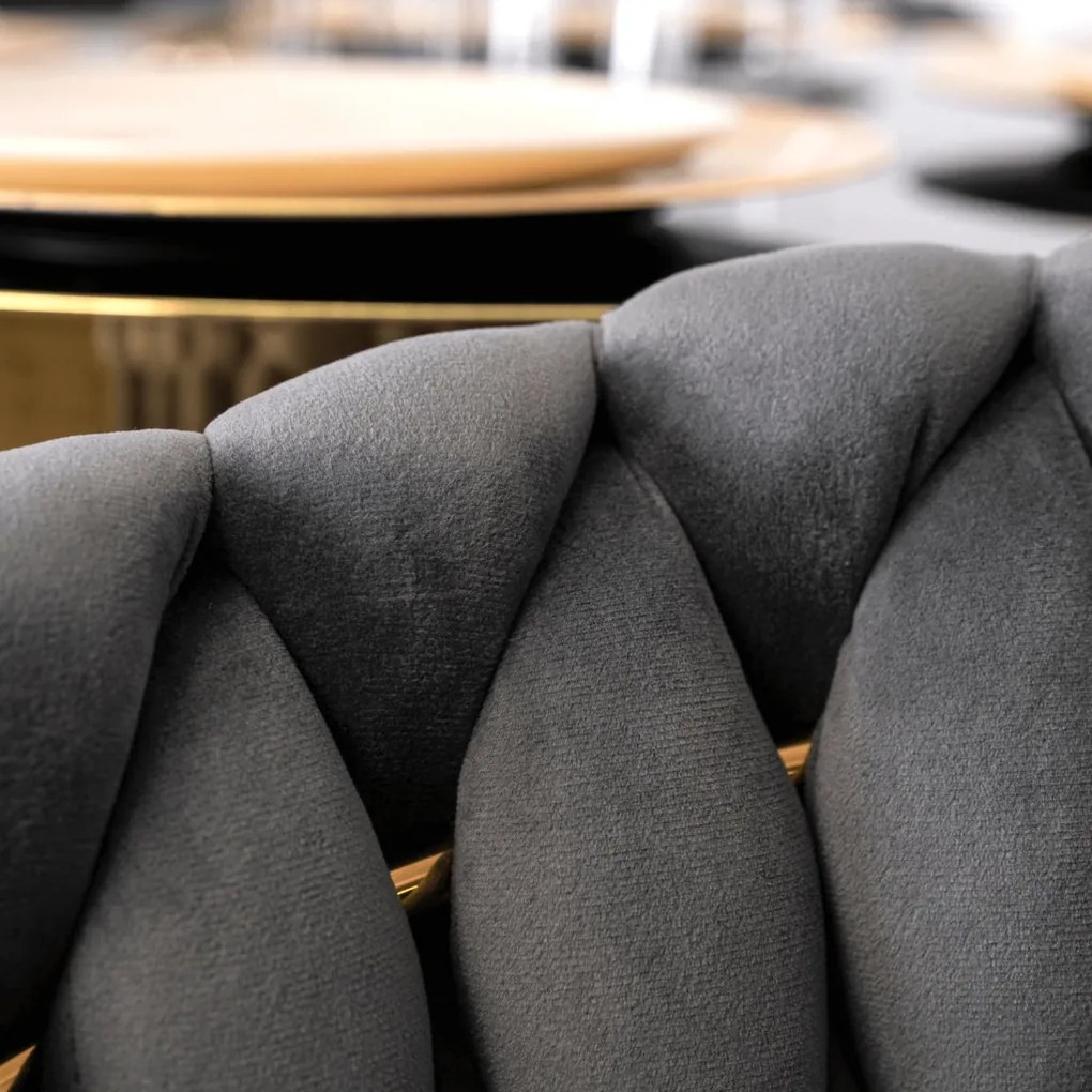 Krzesło CAPI Szare Plecione Welurowe