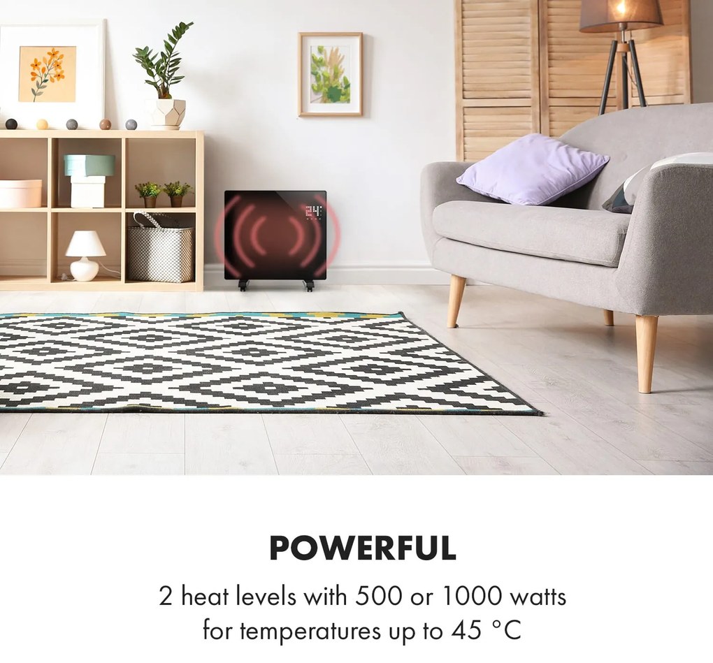 Klarstein Bornholm Single Smart, konvektor, 1000 W, vezérlés applikáción keresztül, fekete