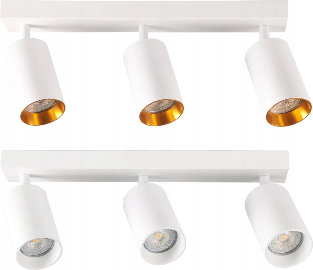 Maribel 3 GU10 fali-mennyezeti lámpa fehér arany gyűrűk