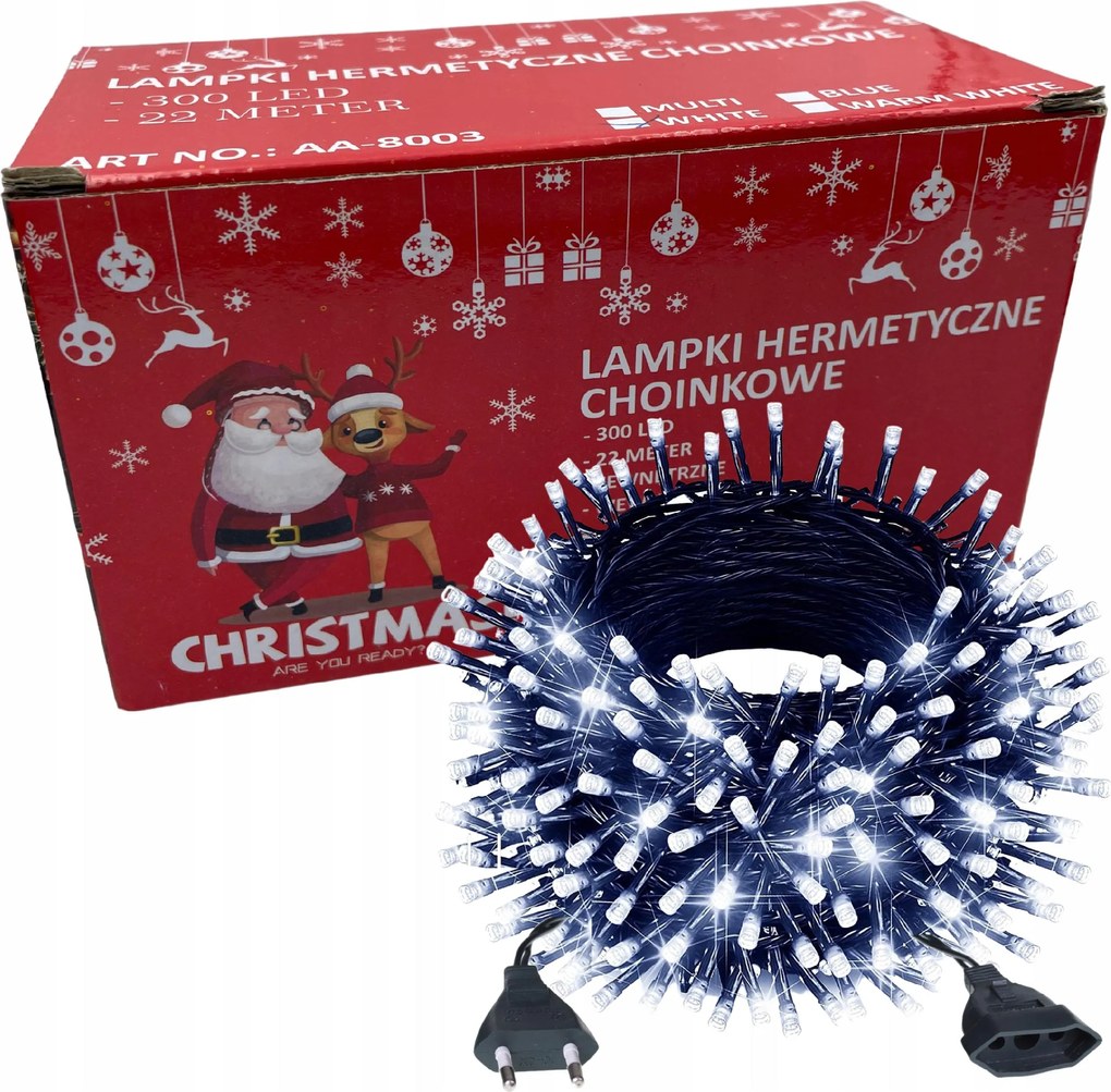 Karácsonyfa Lámpa Hideg Fehér 300LED 22m