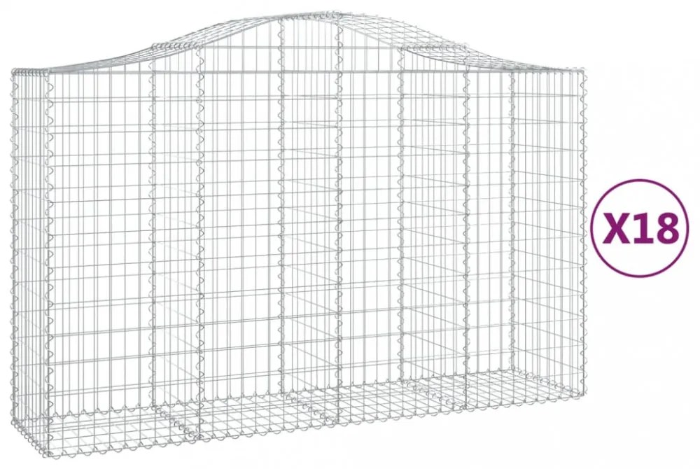 18 db íves horganyzott vas gabion kosár 200x50x120/140 cm