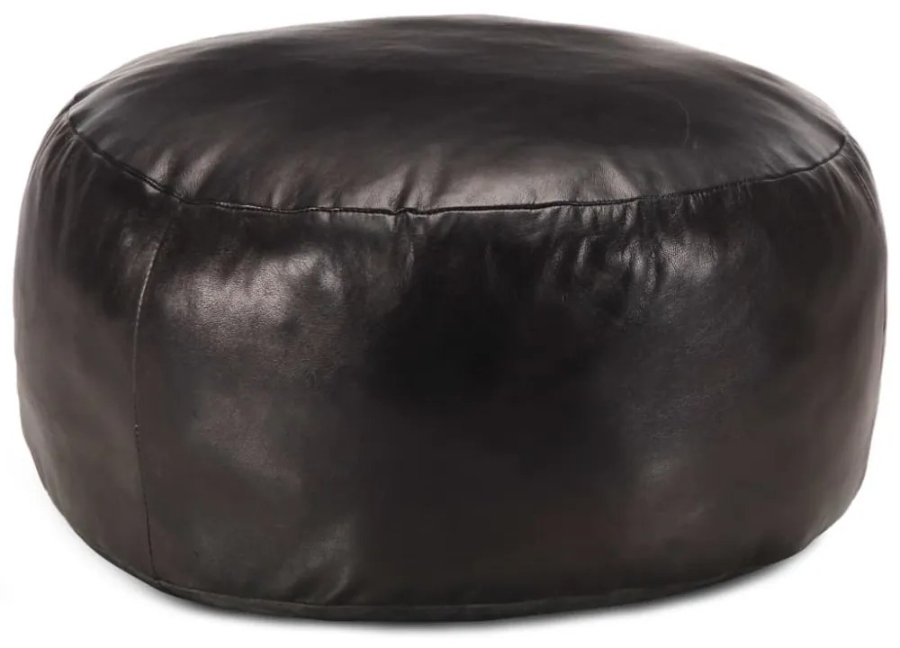 fekete valódi kecskebőr puff 60 x 30 cm