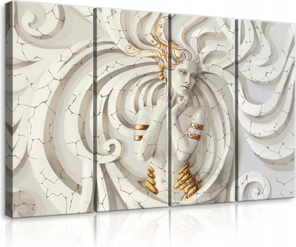 Vászonkép 120x80 moduláris absztrakt arany hullám nő textúra modern
