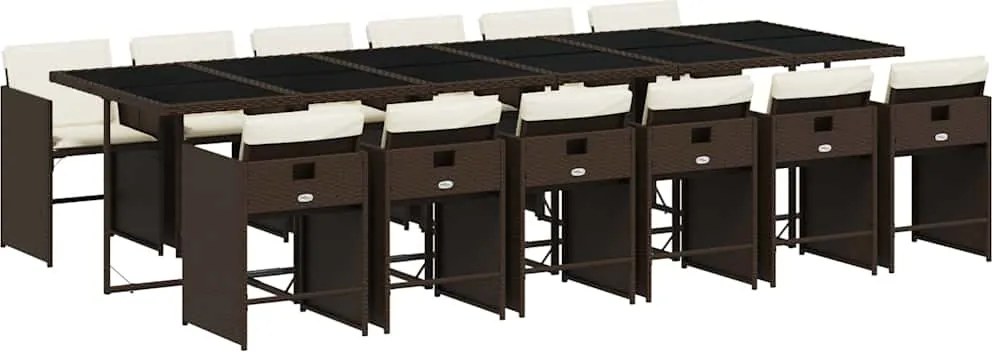 vidaXL 13 részes barna polyrattan kerti ülőgarnitúra párnákkal