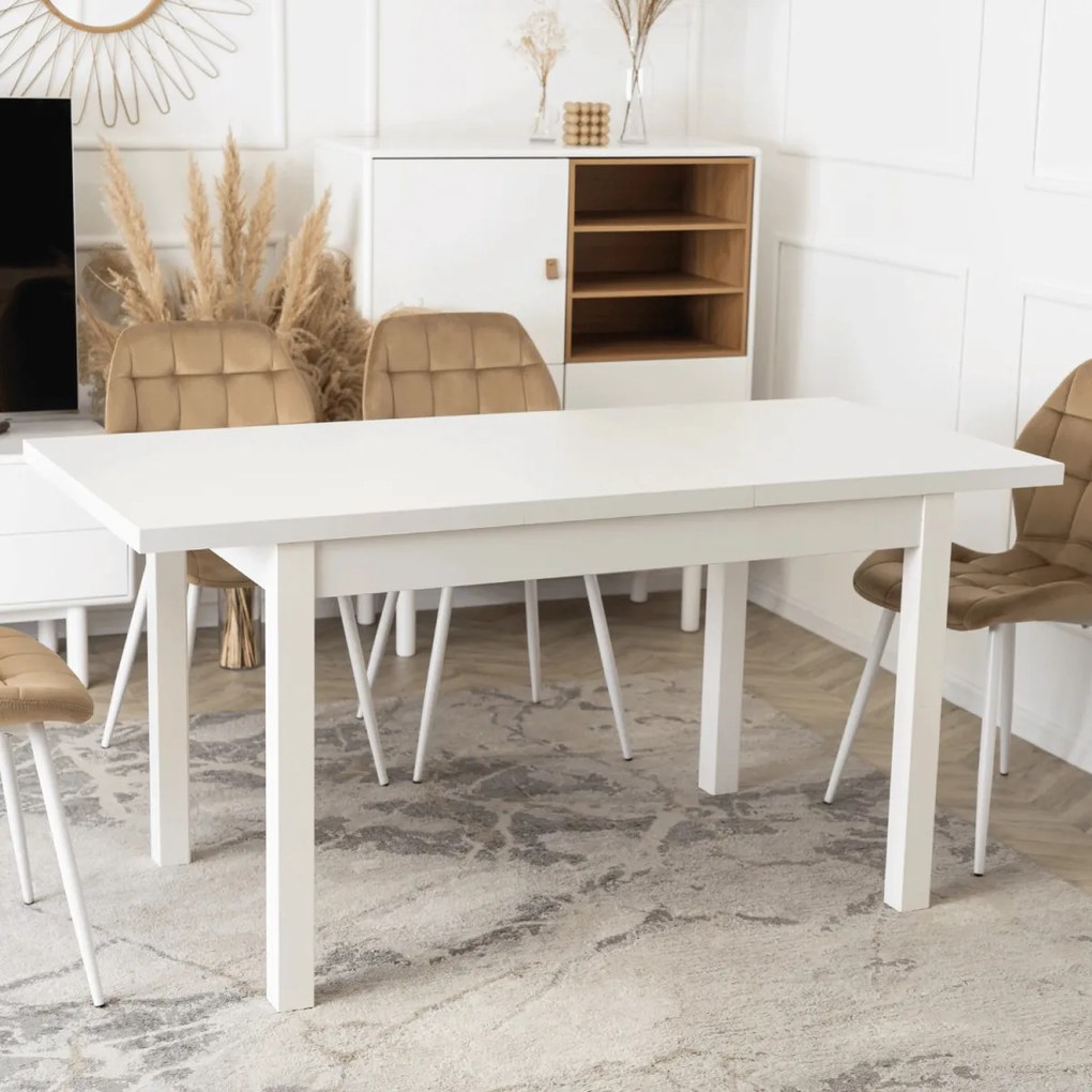 Bővíthető Étkezőasztal Fehér Színben. SKUBI 120-160 cm