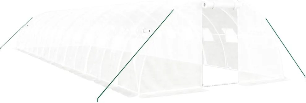 vidaXL fehér acélvázas melegház 56 m² 14 x 4 x 2 m