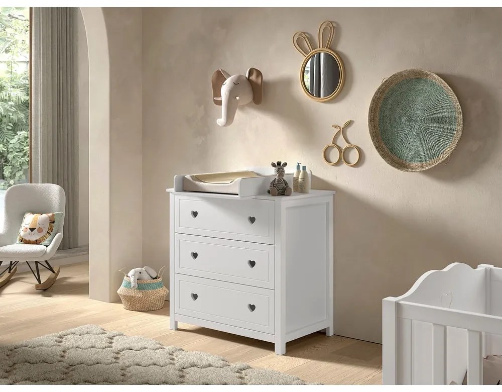 Fehér gyerek komód pelenkázó feltéttel 90x103x73 cm Amori – Vipack