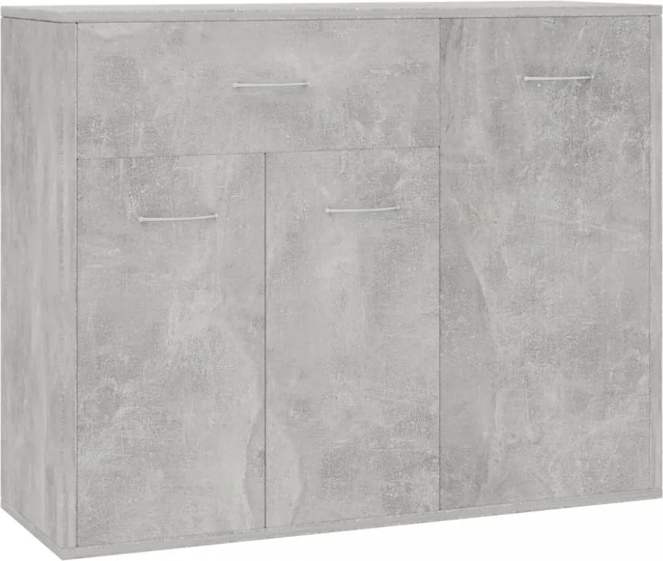 betonszürke szerelt fa tálalószekrény 88 x 30 x 70 cm