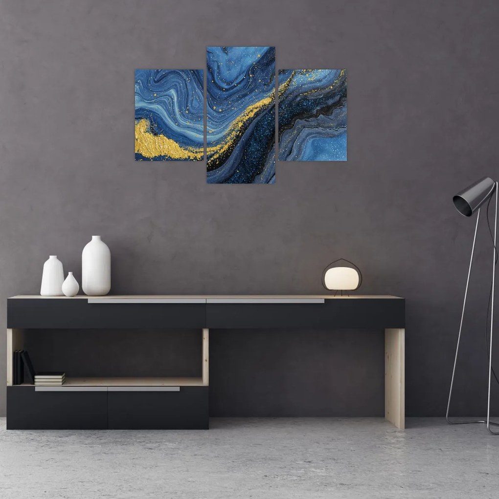 Kép - Kék-arany absztrakció (90x60 cm)