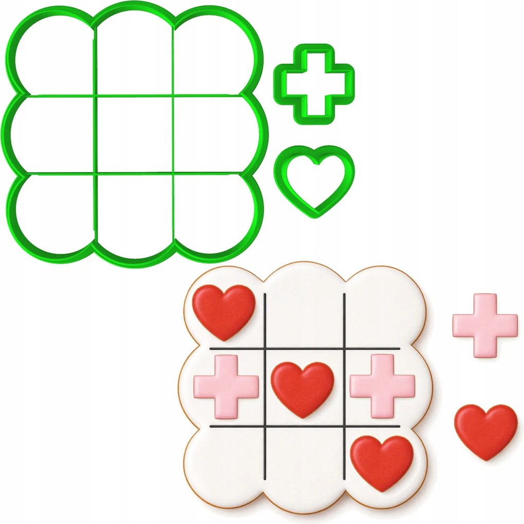 Mézeskalács lyukasztó Valentin Napra Játék Kör Szív Kereszt 10cm