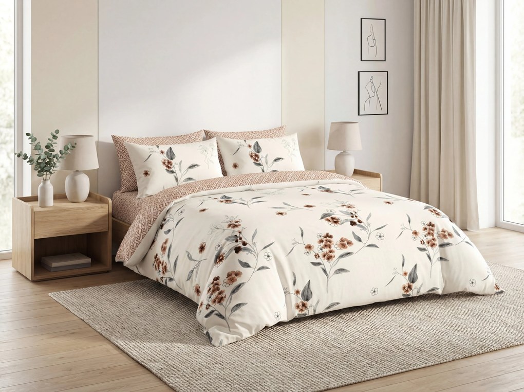 Kétoldalas ágynemű DUO SENSE SOFIRA krémszínű + párnahuzat 40x50 cm AJÁNDÉKBA Ágyneműhuzat mérete: 70 x 90 cm | 140 x 200 cm