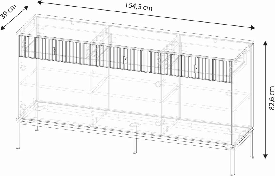 Komód MAGGIORE MA03 3 ajtó/3 fiók kasmír/arany