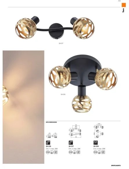 Redo 04-517 - Fali spotlámpa TORN 2xE14/28W/230V