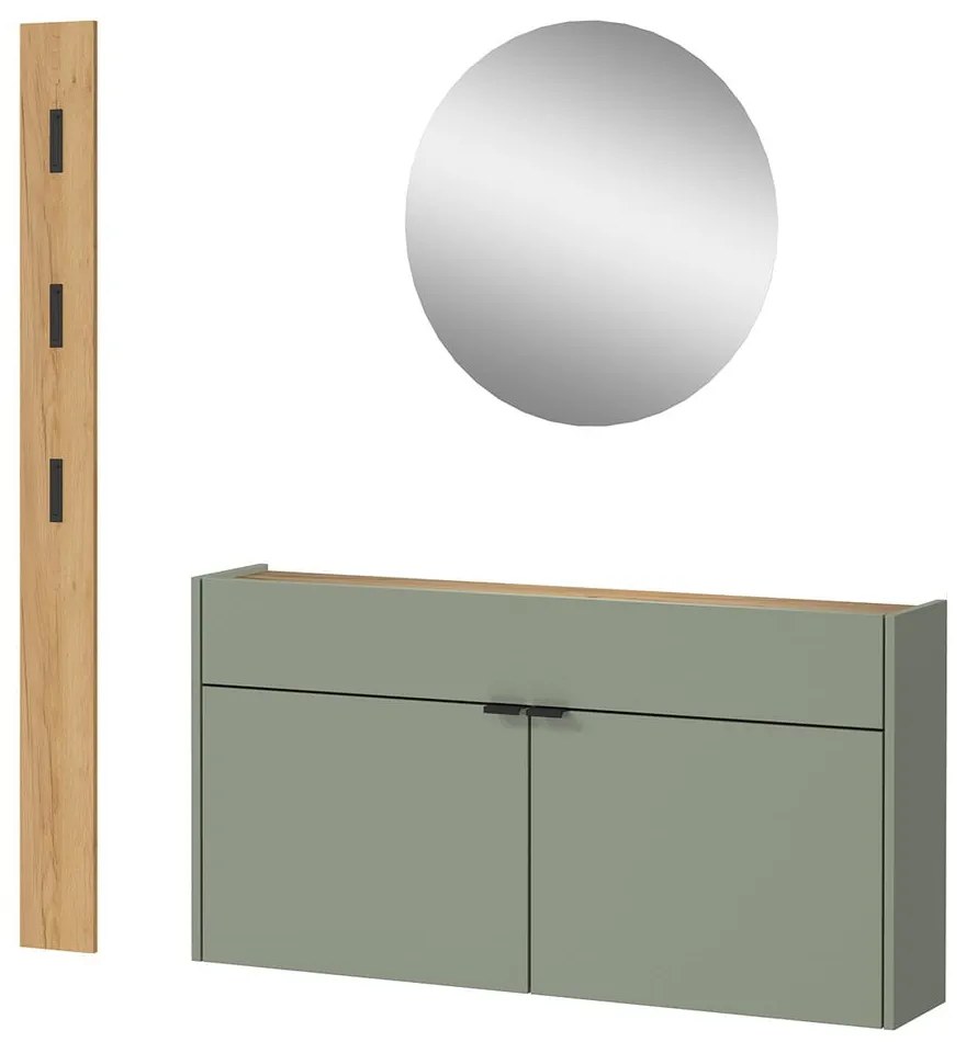 Zöld-natúr színű előszoba bútor Ameca – Germania