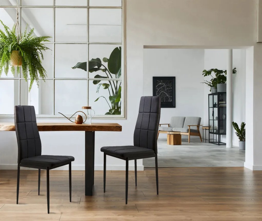 4 db-os magas háttámlájú fekete szövet étkezőszék