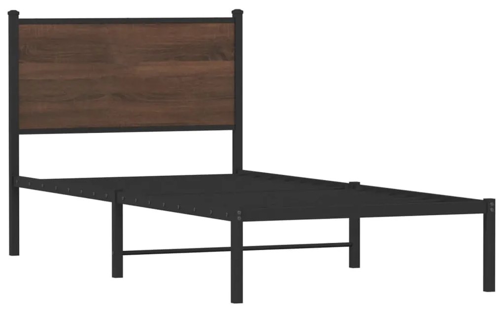 barna tölgy színű fém ágykeret matrac nélkül 80 x 200 cm