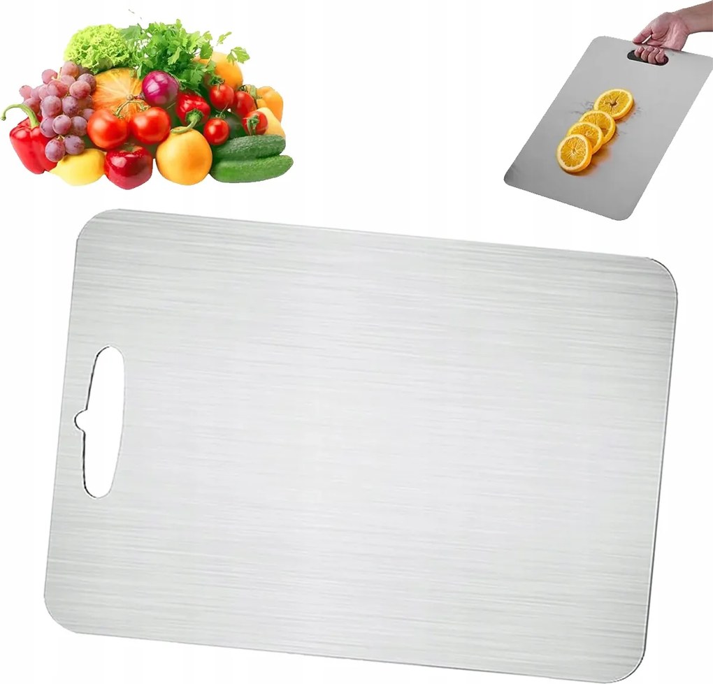 Kétoldalas vágódeszka 34x23CM cm robusztus rozsdamentes acél 304