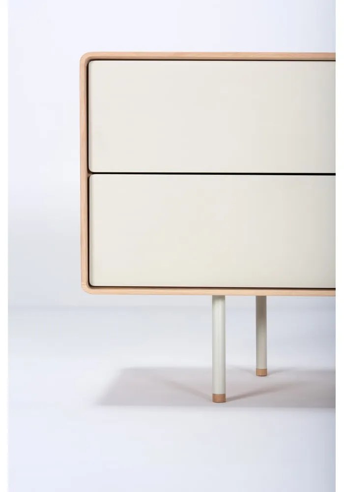 Fehér-natúr színű tölgyfa TV-állvány 150x64 cm Fina – Gazzda