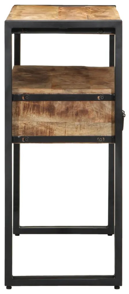 Végasztalok Fekete 90x33x75 cm Tömör Mangófából és Fémből