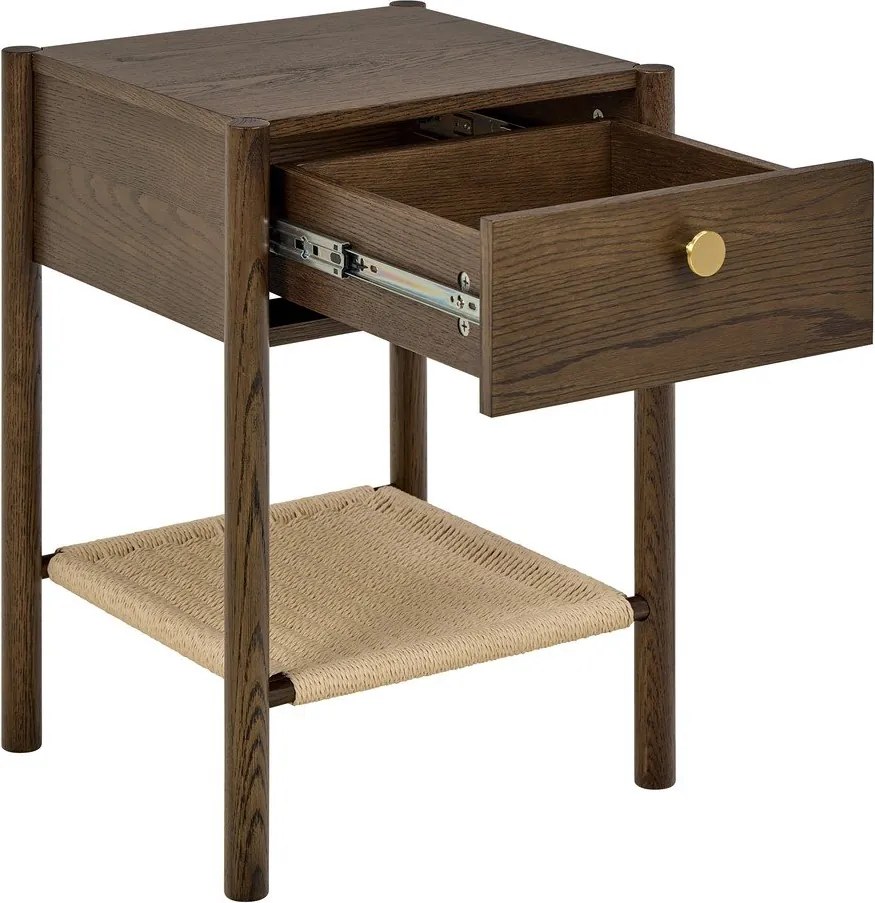 Sötét natúr színű éjjeliszekrény tölgyfa dekorral Monfort – Actona