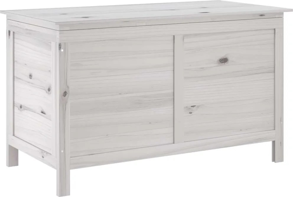 vidaXL fehér tömör fenyőfa kerti tárolóláda 99 x 49,5 x 58,5 cm