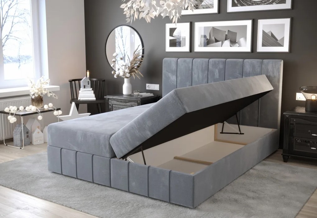 HAMAN kárpitozott boxspring ágy, 140x200, monolith 70