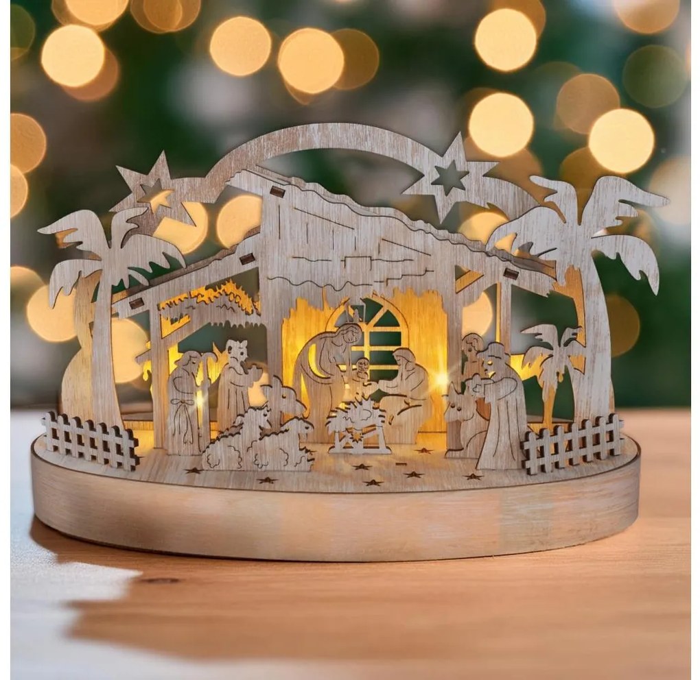 Solight 1v275 - LED karácsonyi dekoráció LED/2xAA/meleg fehér betlehem