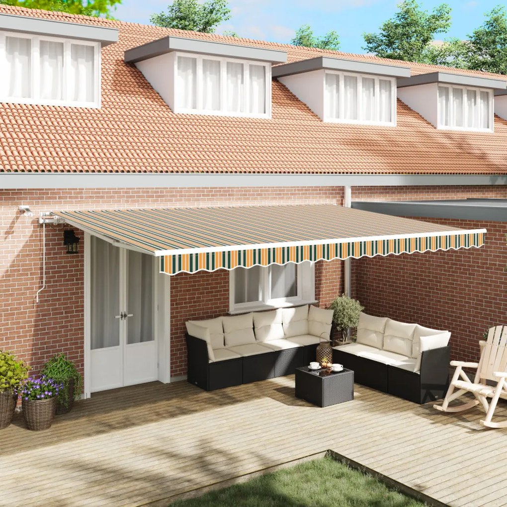 Automatikus Behúzható Napellenző LED Zöld és Sárga 500x350 cm