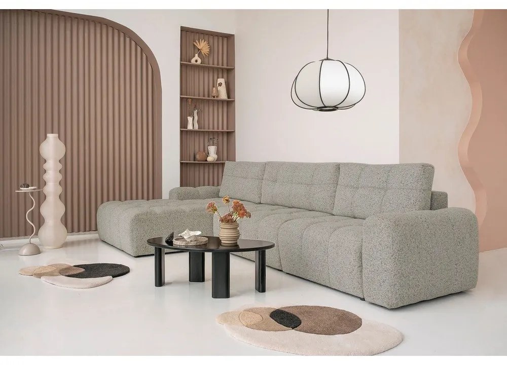 Világosbarna kinyitható tárolóhelyes moduláris sarokkanapé (bal oldali) Lulu – Miuform