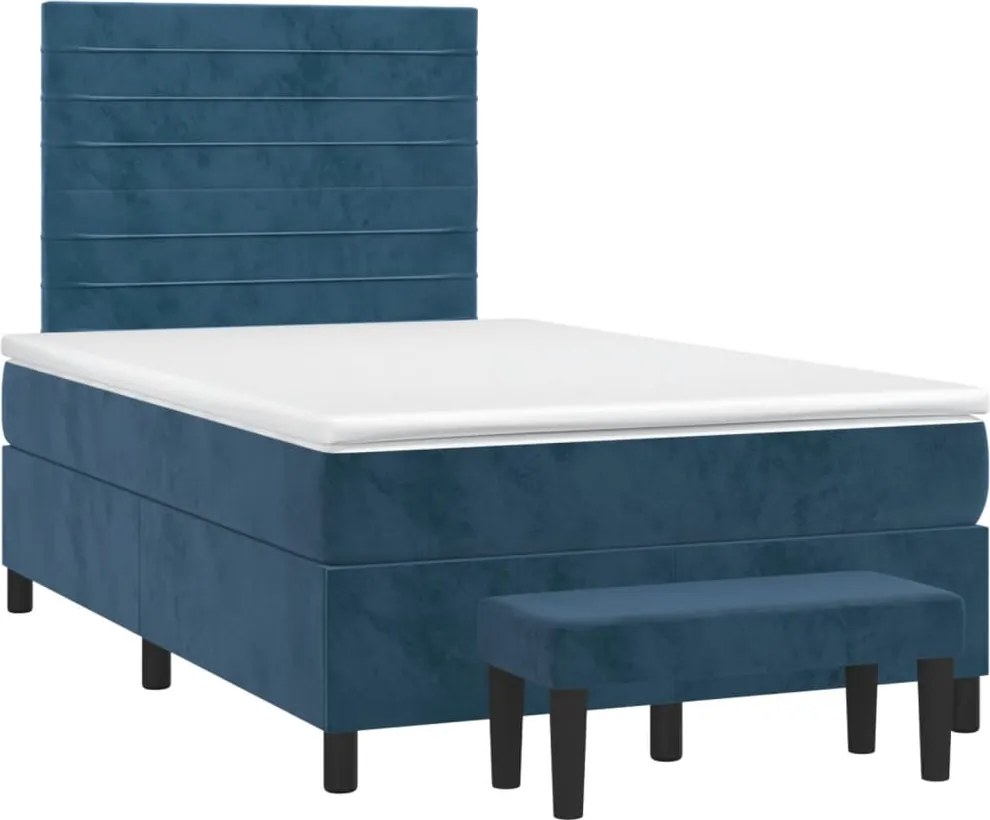 vidaXL sötétkék bársony rugós ágy matraccal 120x190 cm
