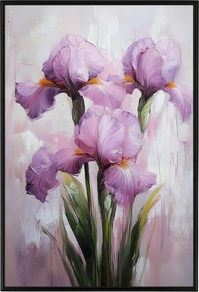 Poszter Keret Alumínium Természet Kert Rét Virágok Rózsaszín Írisz Csokor 40x60