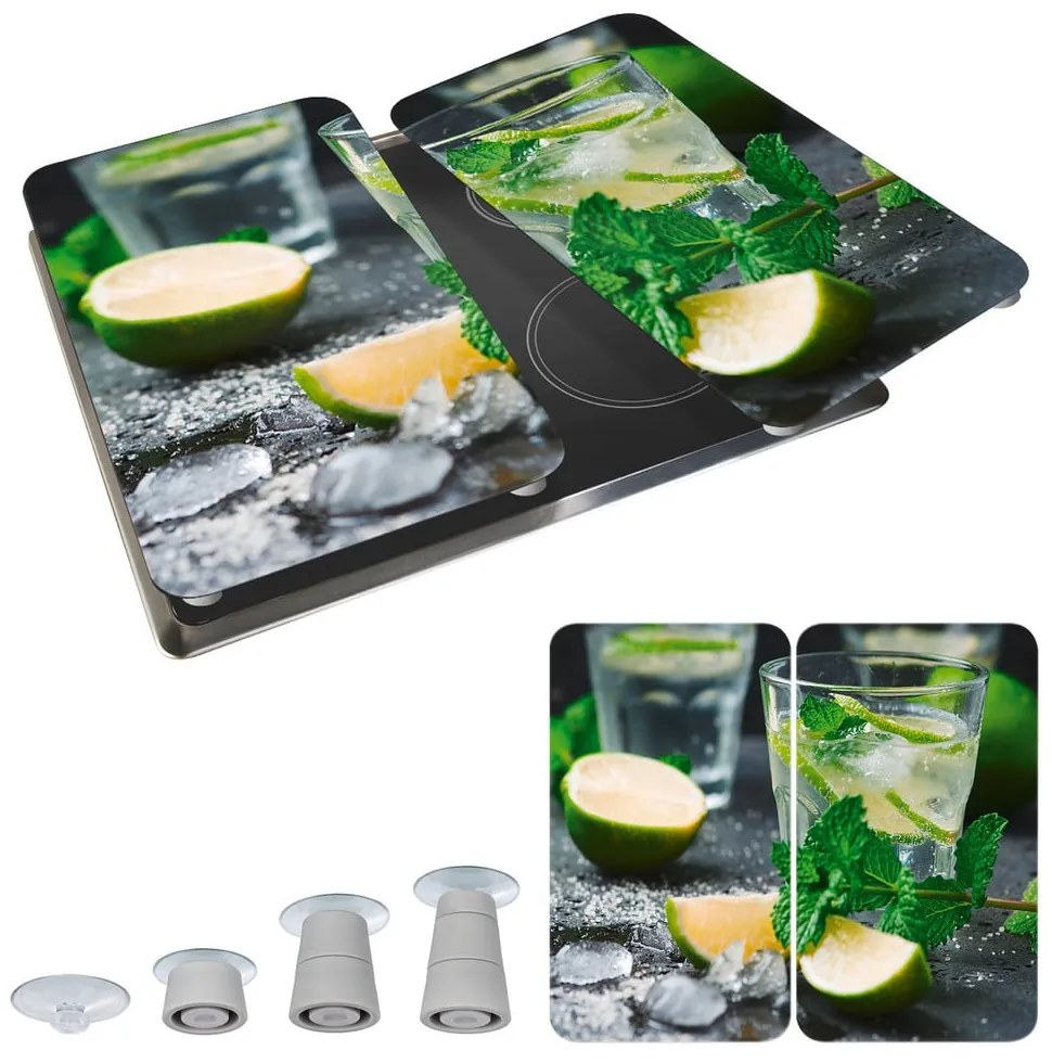Edzett üveg tűzhely fedőlap szett 2 db-os 30x52 cm Mojitos – Wenko