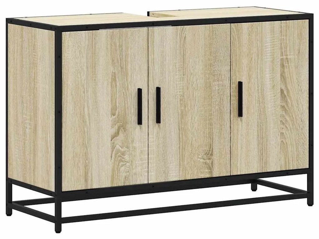 Sonoma tölgy szerelt fa fürdőszobai mosdószekrény 90x33x60 cm