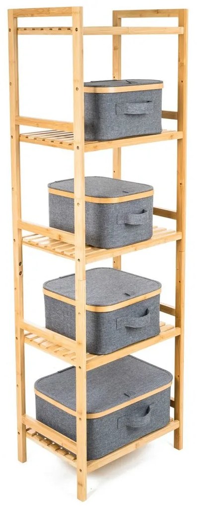 G21 tárolódoboz 30 x 15 x 15 cm, bambuszfedéllel, szürke