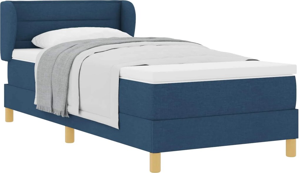 vidaXL Boxrugós ágy matracmal fejtámlával Kék 80 x 200 cm szövet