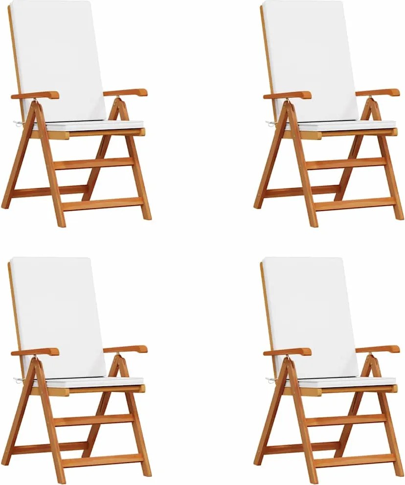 vidaXL Kerti Szék 4 pcs Barna és fehér 57 x 71,5 x 104 cm Tömör Teakfa