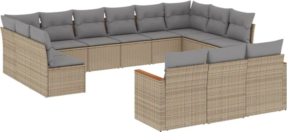 vidaXL 13részes vegyes bézs polyrattan kerti ülőgarnitúra párnákkal