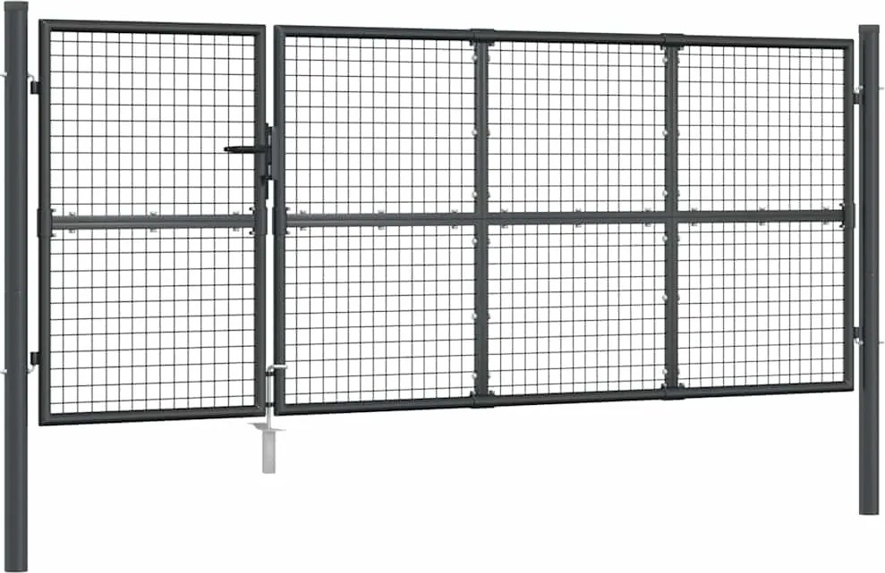 vidaXL antracit színű horganyzott acél hálós kerti kapu 350 x 125 cm