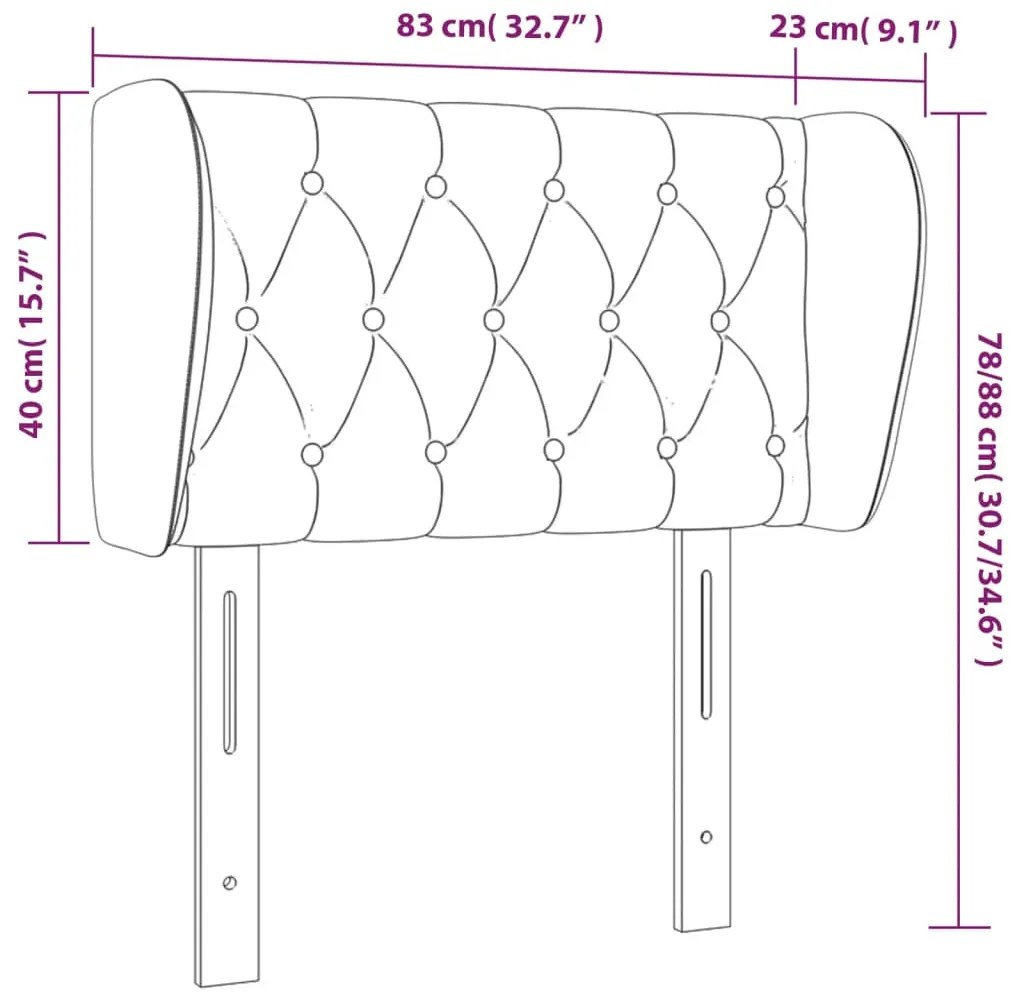 sötétkék bársony fejtámla szárnyakkal 83x23x78/88 cm