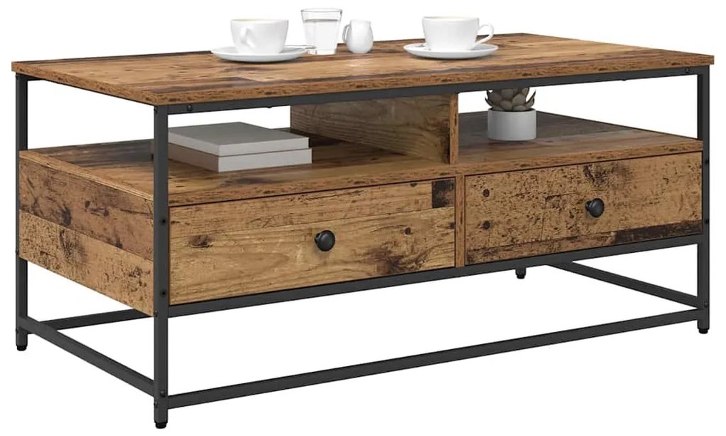 Dohányzóasztal fiókkal Régi fa 100 x 51 x 45 cm Faanyag