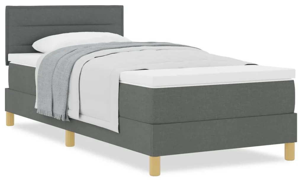 Box Spring Ágy Matraccal Sötétszürke 90x200 cm Szövet
