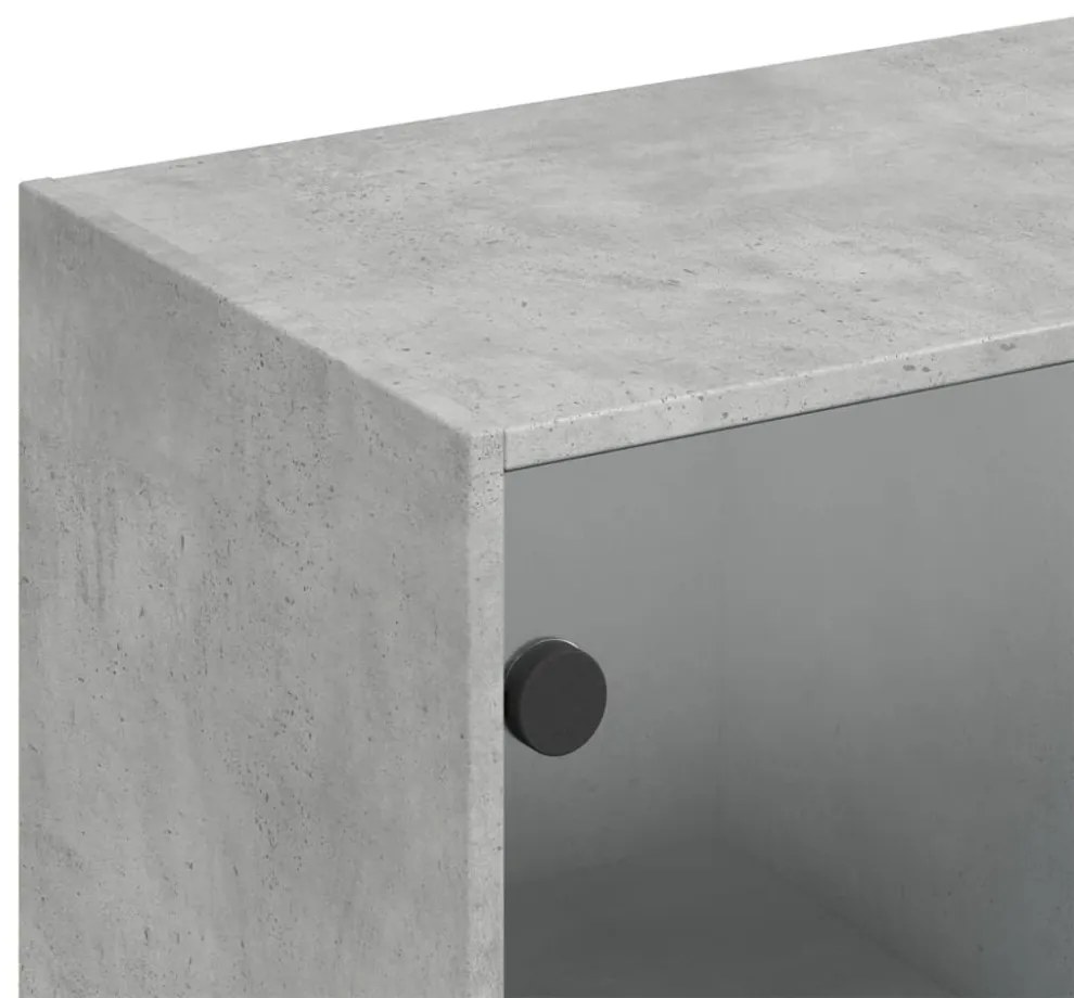 betonszürke szerelt fa könyvespolc ajtókkal 136 x 37 x 142 cm